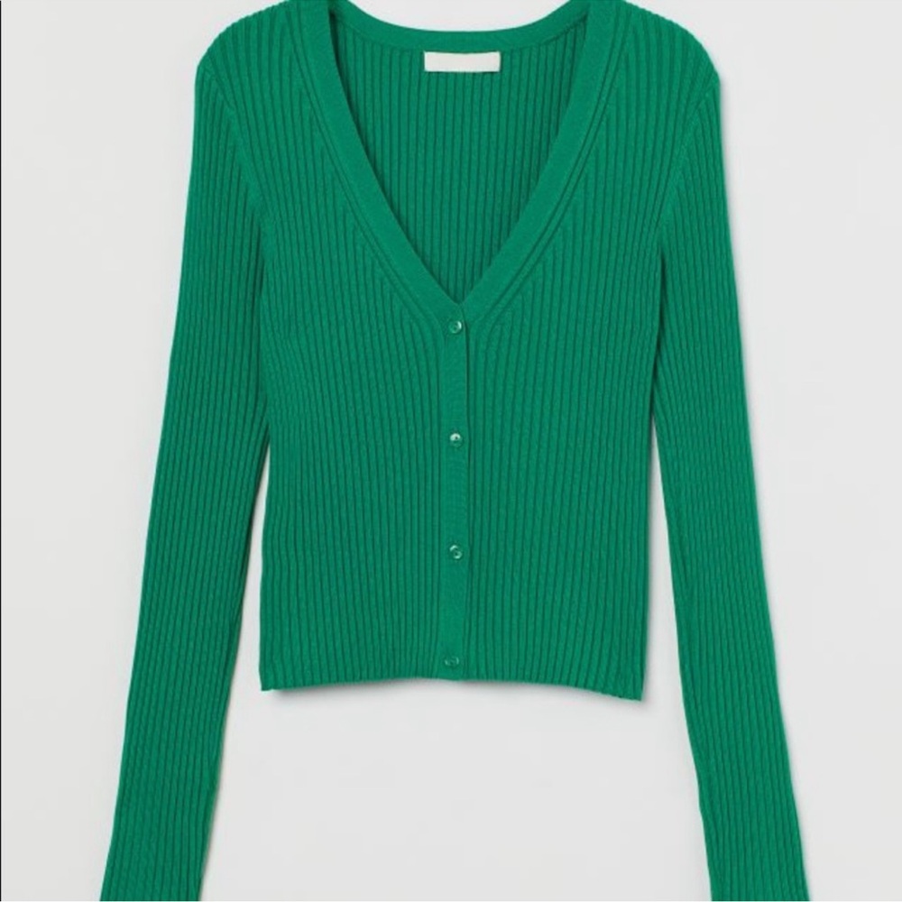 H&M Green Ribbed Cardigan - Picture 5 of 10
